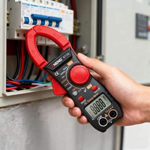 NCV Digital Clamp Meter Multimeter 2000 Counts Amp Voltage Tester Auto-ranging with AC/DC Voltage, AC Current, Resistance, Capacitance, Continuity, Live Wire Test, Red in Saudi Arabia