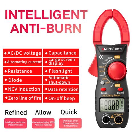 NCV Digital Clamp Meter Multimeter 2000 Counts Amp Voltage Tester Auto-ranging with AC/DC Voltage, AC Current, Resistance, Capacitance, Continuity, Live Wire Test, Red in Saudi Arabia
