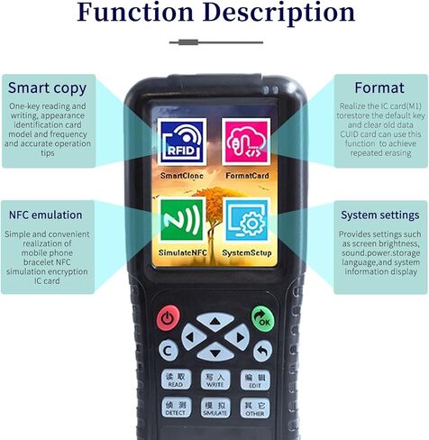 X100 RFID Reader Writer (RFID Copier Multi-Frequency Smart Card Reader ID IC Elevator Card RFID Writer for Access Control System with 125khz T5577 Key Fobs/Cards and 13.56mhz IC Key Tags) in Kuwait