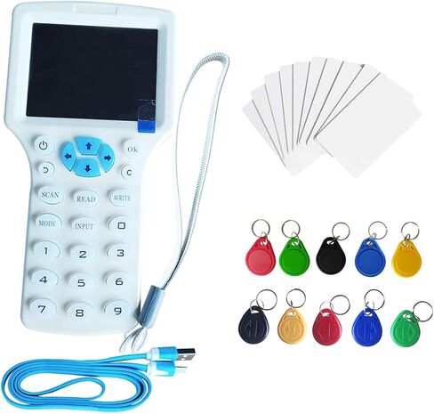 English Voice 10 Muti-Frequency RFID Copier Reader Writer Duplicator for ID/IC/Proximity Card, with 5PCS T5577/UID Changeable Key/Card in Kuwait