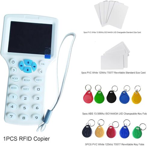 English Voice 10 Muti-Frequency RFID Copier Reader Writer Duplicator for ID/IC/Proximity Card, with 5PCS T5577/UID Changeable Key/Card in Kuwait
