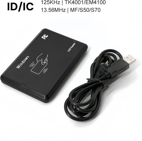قارئ/قارئ بطاقات RFID 125 كيلو هرتز من BlissKiss - ماسح ضوئي لبطاقات القرب USB لبطاقات العائلة EM4100 و1326 | محاكاة لوحة المفاتيح (Win/iOS/Android/Linux) in Kuwait