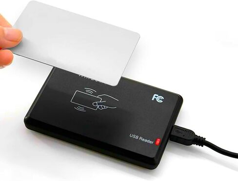 قارئ/قارئ بطاقات RFID 125 كيلو هرتز من BlissKiss - ماسح ضوئي لبطاقات القرب USB لبطاقات العائلة EM4100 و1326 | محاكاة لوحة المفاتيح (Win/iOS/Android/Linux) in Kuwait