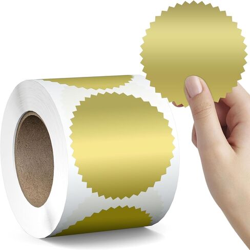 200 Pcs 2" Round Gold Foil Seal Stickers for Certificates, Wmiwulien Self Adhesive Metallic Seals with Serrated Edge for Package, Envelope, Wafer, Awards Legal, Blank Notary Embossing Stickers in Kuwait