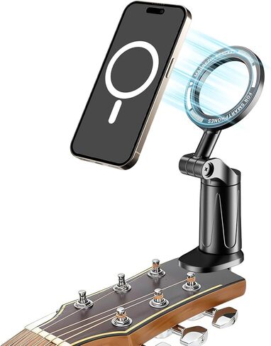 Magnetic Guitar Bass Head Phone Holder Mount, 360° Rotatable Adjustable Guitar Accessories Phone Mount, Compatible with iPhone Android, Bass, Ideal for Live Streaming/Recording/Online Teaching. in Kuwait