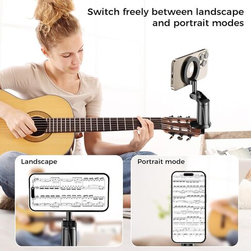 Magnetic Guitar Bass Head Phone Holder Mount, 360° Rotatable Adjustable Guitar Accessories Phone Mount, Compatible with iPhone Android, Bass, Ideal for Live Streaming/Recording/Online Teaching. in Kuwait
