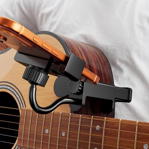حامل هاتف جيتار للصوت/الكلاسيكي/القيثارة - حامل محكم لتسجيل الفيديو/البث/الدروس، يناسب جسم سميك 2.4 بوصة - 4.1 بوصة (ليس للكهرباء) in Kuwait