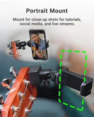 حامل هاتف الجيتار (مستقر، خفيف الوزن) حامل رأس لتسجيل الفيديو، ملحقات الموسيقى الورقية الرقمية للجيتار/الجيتار الكهربائي/الباس | أورلنك GM1 in Kuwait