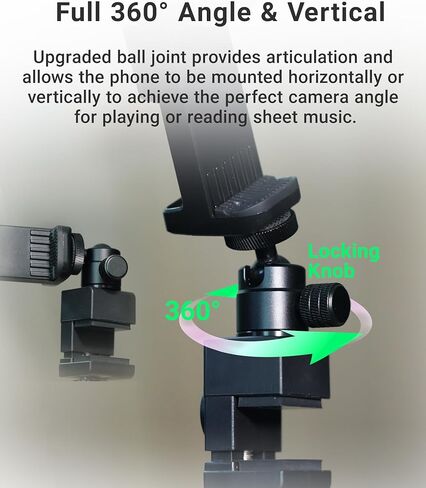 حامل هاتف الجيتار (مستقر، خفيف الوزن) حامل رأس لتسجيل الفيديو، ملحقات الموسيقى الورقية الرقمية للجيتار/الجيتار الكهربائي/الباس | أورلنك GM1 in Kuwait