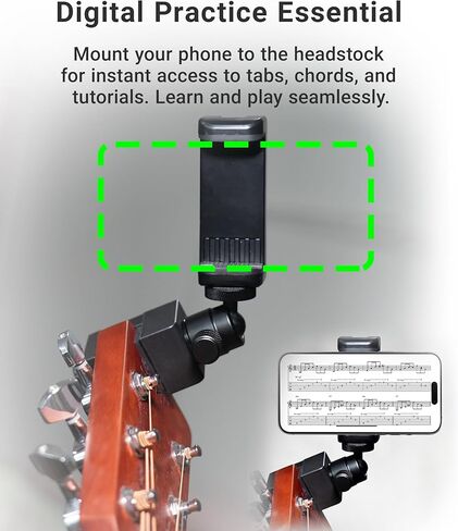 حامل هاتف الجيتار (مستقر، خفيف الوزن) حامل رأس لتسجيل الفيديو، ملحقات الموسيقى الورقية الرقمية للجيتار/الجيتار الكهربائي/الباس | أورلنك GM1 in Kuwait