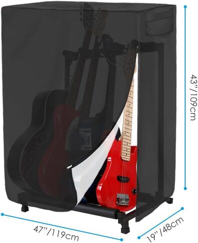 Guitar Stand Cover Multi Guitar Dust Cover Acoustic Guitar Stand Storage Cover with Zipper and Handle for Home Studio Stage (Cover Only) (47" Lx19 Wx43 H) in Kuwait