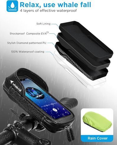 whale falll Bike Handlebar Bag Waterproof, Quick Release Phone Holder Mount with Touchscreen, Stable Shockproof Storage for Daily Commutes & Long Rides, Great Gift for Cyclists, Fits Phones up to 7" in Saudi Arabia