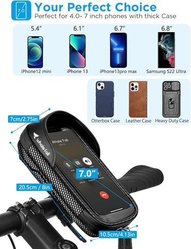 whale falll Bike Handlebar Bag Waterproof, Quick Release Phone Holder Mount with Touchscreen, Stable Shockproof Storage for Daily Commutes & Long Rides, Great Gift for Cyclists, Fits Phones up to 7" in Saudi Arabia