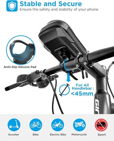 whale falll Bike Handlebar Bag Waterproof, Quick Release Phone Holder Mount with Touchscreen, Stable Shockproof Storage for Daily Commutes & Long Rides, Great Gift for Cyclists, Fits Phones up to 7" in Saudi Arabia