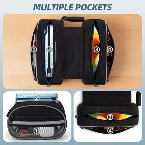 Bike Frame Bag with Detachable Touchscreen Phone Window, 4 Zipper Pockets, Bicycle Handlebar Bag with Night Reflective Strips, Black in Kuwait