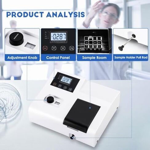 Visible Light Spectrophotometer, 6nm Portable LCD Display wavelength Spectrophotometer, with Automatic zeroing Function, Digital Laboratory Spectrophotometer. in Saudi Arabia