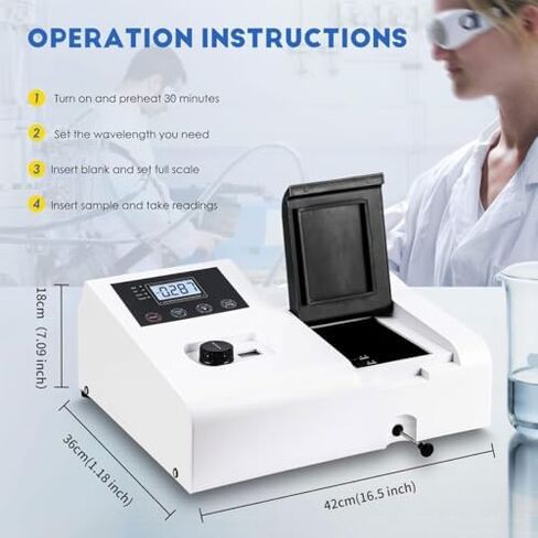 Visible Light Spectrophotometer, 6nm Portable LCD Display wavelength Spectrophotometer, with Automatic zeroing Function, Digital Laboratory Spectrophotometer. in Saudi Arabia