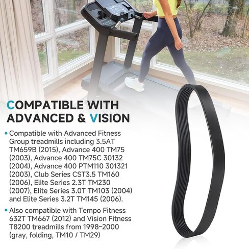 جزء استبدال حزام محرك جهاز المشي 1000109551 متوافق مع Horizon T101، Advance 400 TM75/TM75C/PTM110، Elite 3.2T TM145 in Kuwait