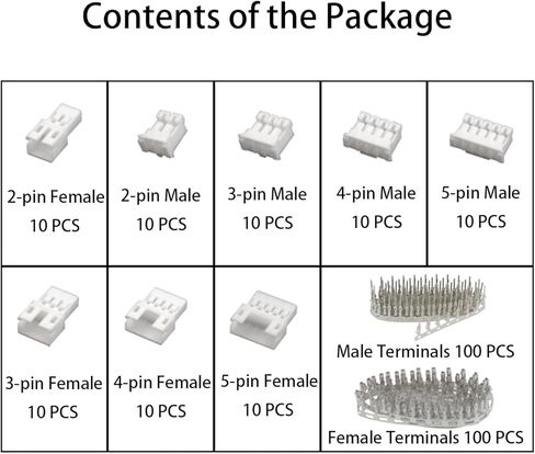 PH 2/3/4/5 Pin 2.0mm Pitch Connector Kit,JST 2.0mm Male & Female Housing with Terminals,for Plug-in Wire-to-Wire Connection, DIY Electronics, Drone, LED, RC Models in Kuwait