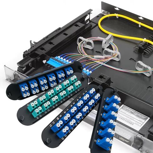 Fiber Optic Hardware Adapter Panel with LC Duplex MM OM3 Adapters Compatible for Corning Corning Light Guide CCH-01U CCH-CP12-A9 (OM3 6*LC Duplex-2PACK) in Kuwait