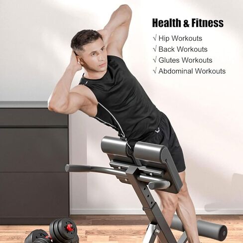 esmen Hyperextension Bench كرسي روماني قابل للتعديل، معدات تمرين القوة، آلات تدريب الساق، معدات تمارين البطن لتحميل صالة الألعاب الرياضية المنزلية 330 رطل in Saudi Arabia