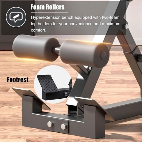 esmen Hyperextension Bench كرسي روماني قابل للتعديل، معدات تمرين القوة، آلات تدريب الساق، معدات تمارين البطن لتحميل صالة الألعاب الرياضية المنزلية 330 رطل in Saudi Arabia