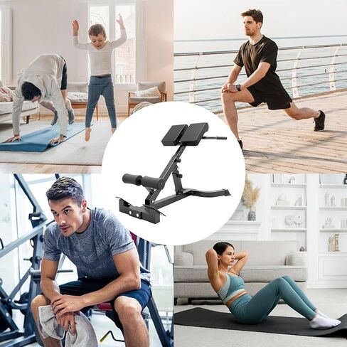 Roman Chair Back Extension Machine,Height Adjustable, 5 Levels Adjustable Angle Roman Chair Hyperextension Bench Foldable Ab Sit Up Bench 330Lbs Back Extension Benchs for Full Body Workout,Black in Saudi Arabia
