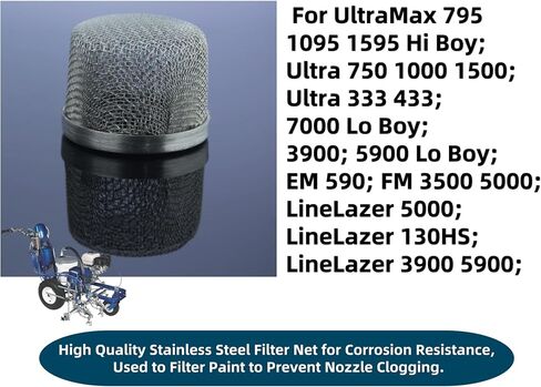 181072 181-072 Pump Inlet Strainer Screen Filter Replacement for Graco 695 750 795 1000 1095 1500 1595 3900 5900 Airless Paint Sprayer Suction Hose Filter, with 1" NPT Thread Stainless Steel 4 Pack in Saudi Arabia