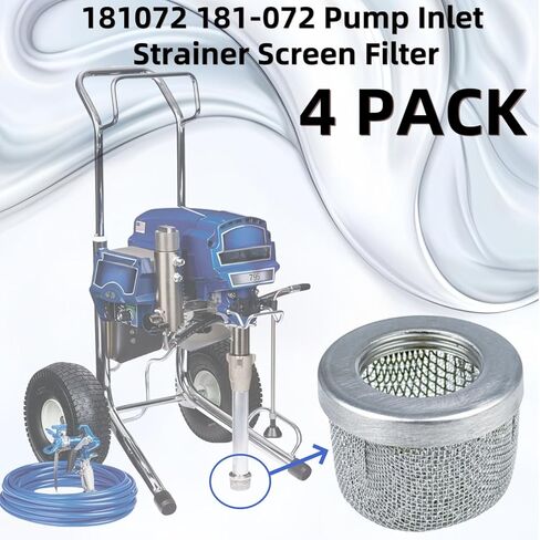 181072 181-072 Pump Inlet Strainer Screen Filter Replacement for Graco 695 750 795 1000 1095 1500 1595 3900 5900 Airless Paint Sprayer Suction Hose Filter, with 1" NPT Thread Stainless Steel 4 Pack in Saudi Arabia