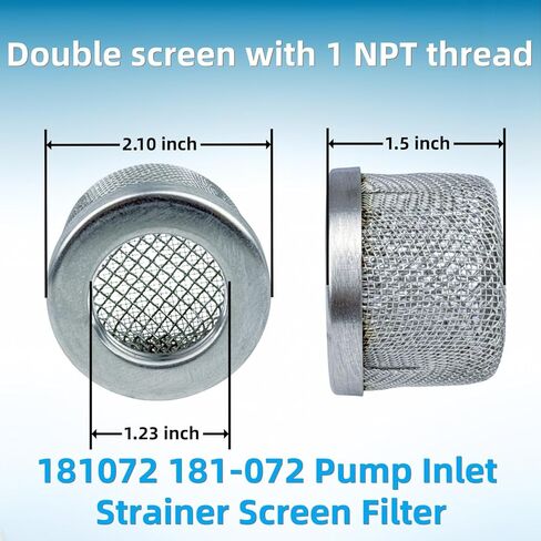 181072 181-072 Pump Inlet Strainer Screen Filter Replacement for Graco 695 750 795 1000 1095 1500 1595 3900 5900 Airless Paint Sprayer Suction Hose Filter, with 1" NPT Thread Stainless Steel 4 Pack in Saudi Arabia