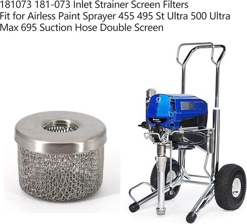(2pcs) 181073 181-073 Inlet Strainer Screen Filters with 1/2" NPT Thread Stainless Steel for Airless Paint Sprayer 455 495 St Ultra 500 Ultra Max 695 Suction Hose Double Screen in Kuwait