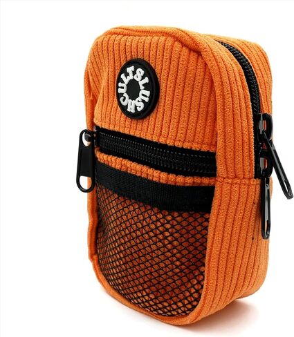 SLUSHCULT Corduroy Mini Side Bag – Black Compact 5" x 3.25" Crossbody with Multiple Pockets, Durable D-Ring Attachment, PVC Rubber Logo, Perfect for Fingerboards & Essentials in Saudi Arabia