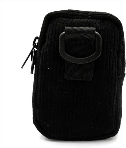 SLUSHCULT Corduroy Mini Side Bag – Black Compact 5" x 3.25" Crossbody with Multiple Pockets, Durable D-Ring Attachment, PVC Rubber Logo, Perfect for Fingerboards & Essentials in Saudi Arabia