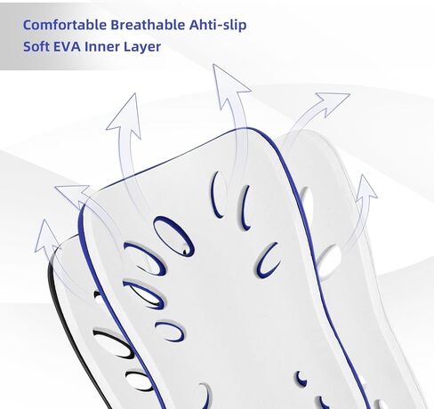 3 Pairs Soccer Shin Guards for Youth Adults, Breathable Shin Guard Sleeves Breathable Shin Guard Equipment for Football Games for Adults Football Player, Men Women-Black & White & Blue in Kuwait