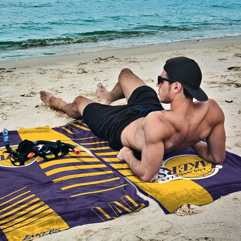 Northwest NBA Los Angeles Lakers Oversized Microfiber Beach Towel, 40 x 72 Inches – Quick Dry, Sand Resistant, Lightweight, Highly Absorbent, Riser Design in Kuwait