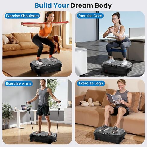 Vibration Plate Exercise Machine for Lymphatic Drainage with 200 Levels, Whole Body Fitness Workout Equipment Stand Shake Board Sport Gym for Weight Loss Fat Burner for Women Men in Saudi Arabia