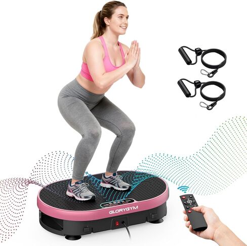 Vibration Plate Exercise Machine with Resistance Bands for Weight Loss, 120 Speed Levels, Remote Control, Compact Home Gym Equipment in Saudi Arabia