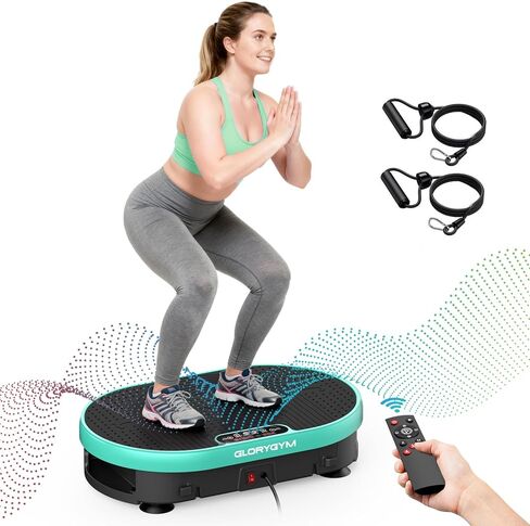 Vibration Plate Exercise Machine with Resistance Bands for Weight Loss, 120 Speed Levels, Remote Control, Compact Home Gym Equipment in Saudi Arabia