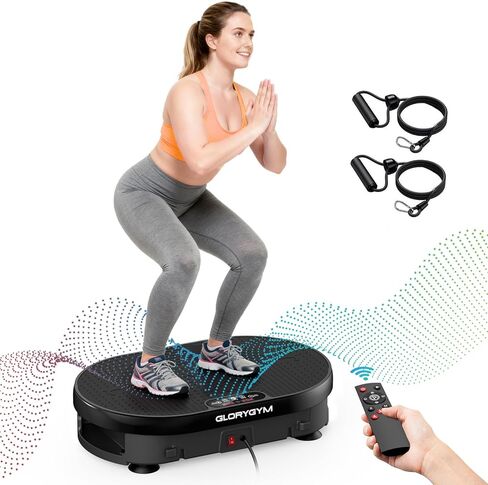 Vibration Plate Exercise Machine with Resistance Bands for Weight Loss, 120 Speed Levels, Remote Control, Compact Home Gym Equipment in Saudi Arabia