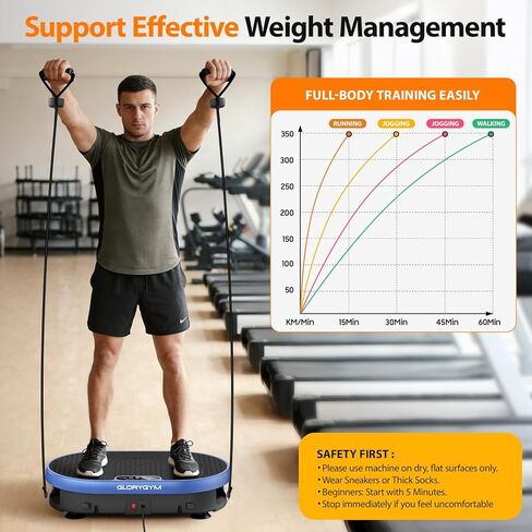 Vibration Plate Exercise Machine with Resistance Bands for Weight Loss, 120 Speed Levels, Remote Control, Compact Home Gym Equipment in Saudi Arabia