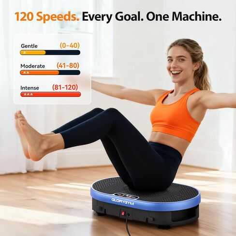 Vibration Plate Exercise Machine with Resistance Bands for Weight Loss, 120 Speed Levels, Remote Control, Compact Home Gym Equipment in Saudi Arabia
