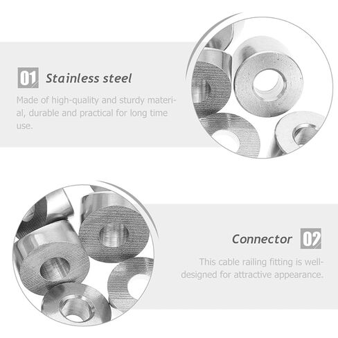PartyKindom 10 Pcs Stainless Steel Wire Angle Beveled Washer Kit for Deck Cable Railing, Metal Wire Washer Connector with 30° Slanted Spacer, Suitable for Outdoor Stair and Deck Hardware in Saudi Arabia