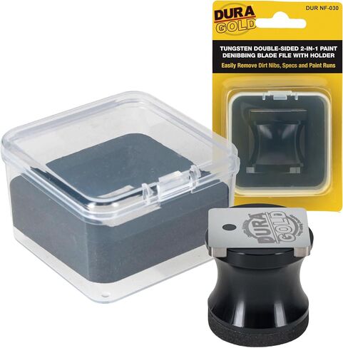 Dura-Gold Tungsten Denibbing Blade File Tool with Magnetic Holder - 2-in-1 Double-Sided Carbide Steel Paint Nib & Run Remover for Automotive Detailing, Sanding - Remove Clearcoat Imperfections, Dust in Kuwait