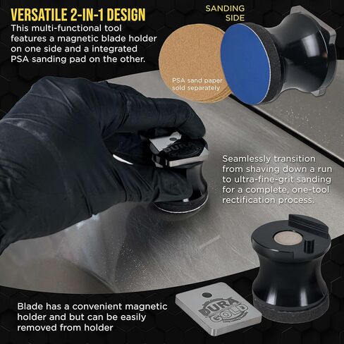 Dura-Gold Tungsten Denibbing Blade File Tool with Magnetic Holder - 2-in-1 Double-Sided Carbide Steel Paint Nib & Run Remover for Automotive Detailing, Sanding - Remove Clearcoat Imperfections, Dust in Kuwait