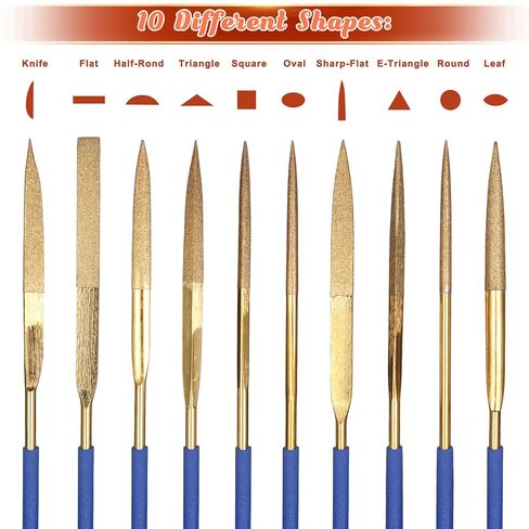 10PCS Titanium Small Diamond Needle File Set, 4x160mm Small Metal Riffler Files, Mini File Set Hand Tools, Miniature and Model Files for Jewlery Metal Glass Stone Grinding, Polishing and Engraving in Saudi Arabia