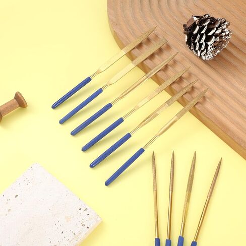 10PCS Titanium Small Diamond Needle File Set, 4x160mm Small Metal Riffler Files, Mini File Set Hand Tools, Miniature and Model Files for Jewlery Metal Glass Stone Grinding, Polishing and Engraving in Saudi Arabia