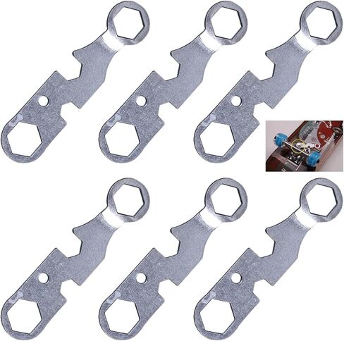 6 Pack Skate Tools All-in-One Universal Skateboard Tool Portable Mini Multi Function Skateboard Trucks Allen Wrench Spanner for Kingpin Nuts Skateboard Truck Nut Longboard Skateboards Bearings in Saudi Arabia