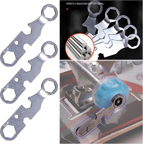 6 Pack Skate Tools All-in-One Universal Skateboard Tool Portable Mini Multi Function Skateboard Trucks Allen Wrench Spanner for Kingpin Nuts Skateboard Truck Nut Longboard Skateboards Bearings in Saudi Arabia