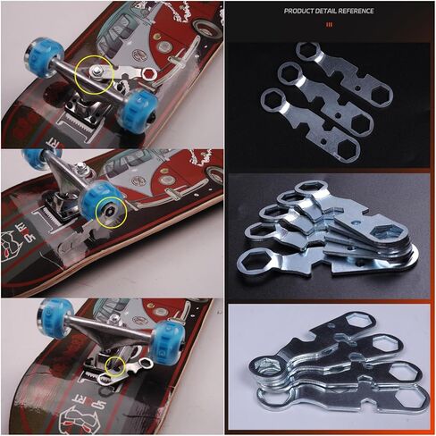 6 Pack Skate Tools All-in-One Universal Skateboard Tool Portable Mini Multi Function Skateboard Trucks Allen Wrench Spanner for Kingpin Nuts Skateboard Truck Nut Longboard Skateboards Bearings in Saudi Arabia