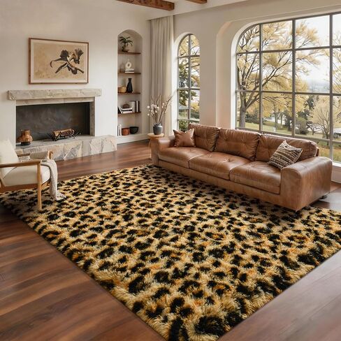 سجادة غرفة النوم مقاس 3x5 سجادة لغرفة الأطفال سجادة غرفة المعيشة المنفوش وردي الفهد/الفهد سجادة نوم غامضة للبنات والأولاد سجاد فراء صناعي حديث سجاد قابل للغسل in Kuwait